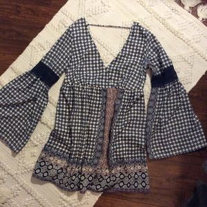 Boho Boutique Dress with Bell Sleeves